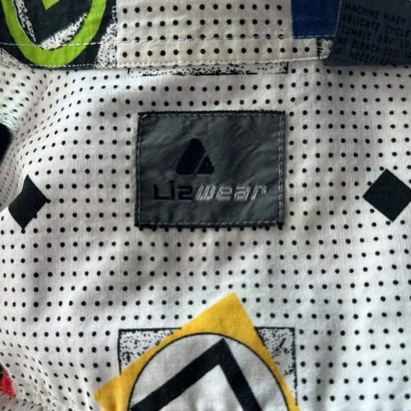Vtg. Liz Wear long sleeve 100% cotton 80’s 90’s geometric pattern blouse - Picture 8 of 9